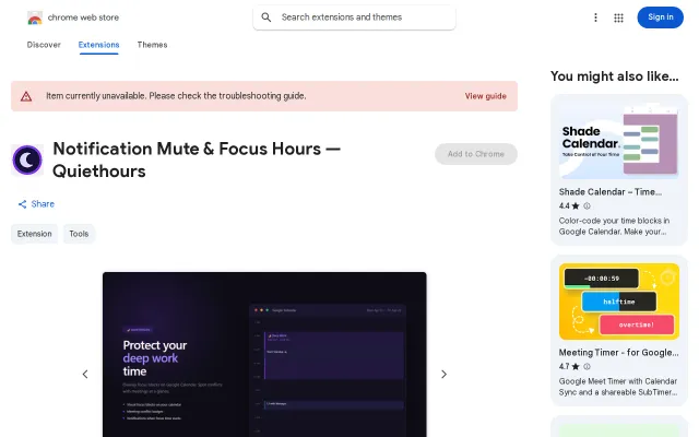 QuietHours – Site blocker that syncs with Google Calendar focus events