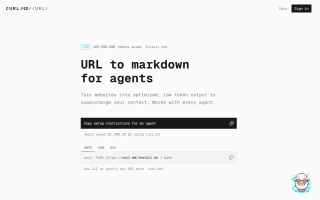 Curl.md – URL to Markdown for Agents