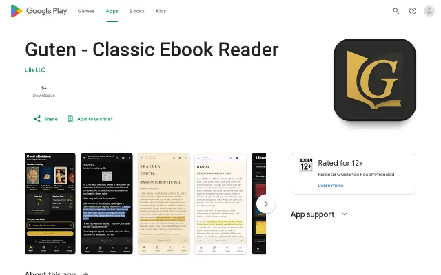 Guten – Android ereader for Project Gutenberg's 70k+ free books
