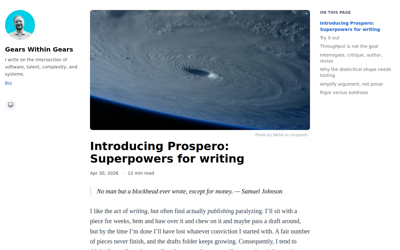 Prospero Is Superpowers for Writing