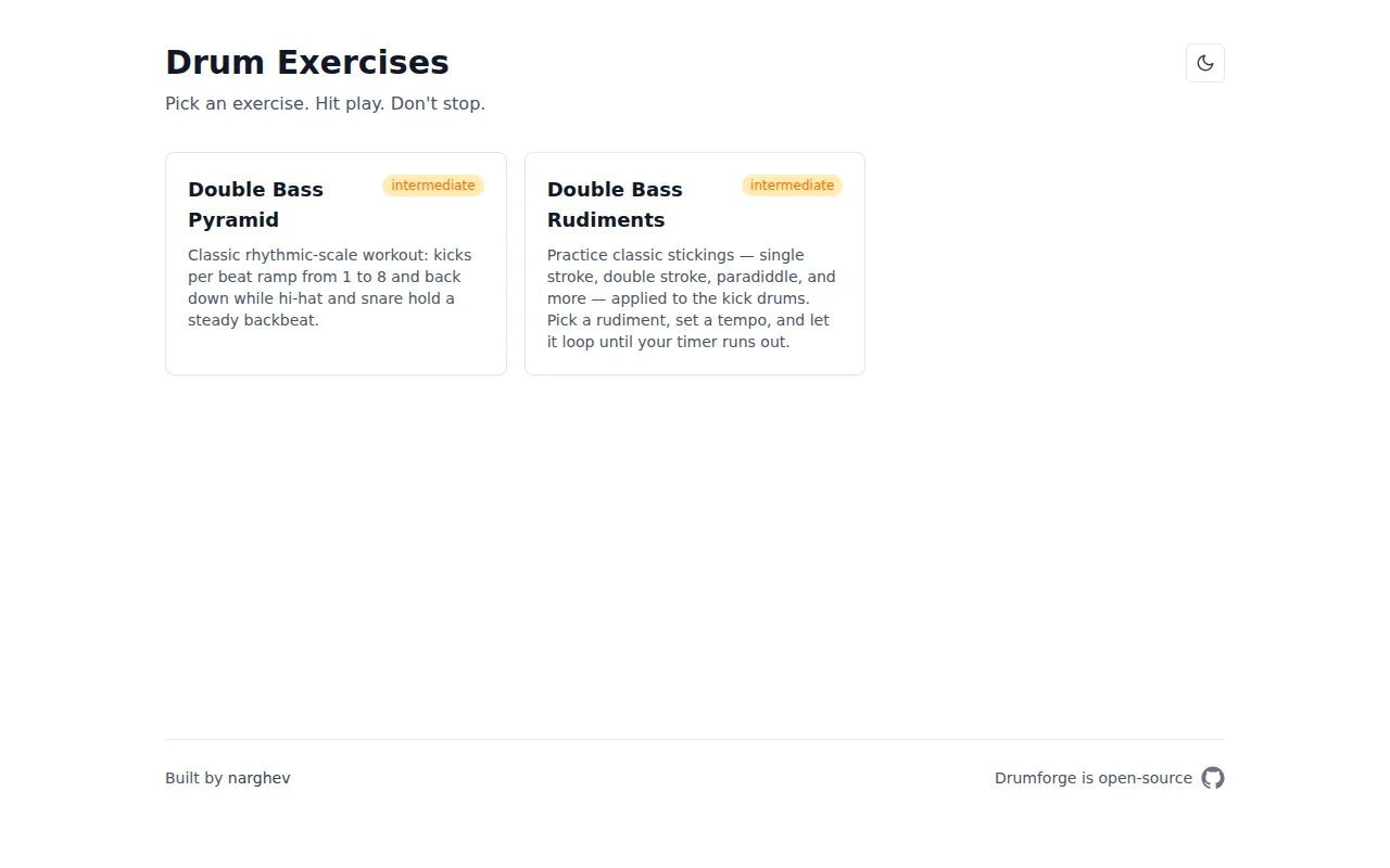 Drumforge – Free open-source interactive drum exercises