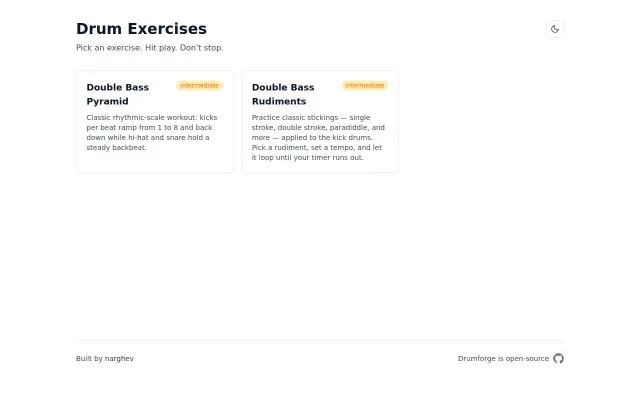 Drumforge – Free open-source interactive drum exercises