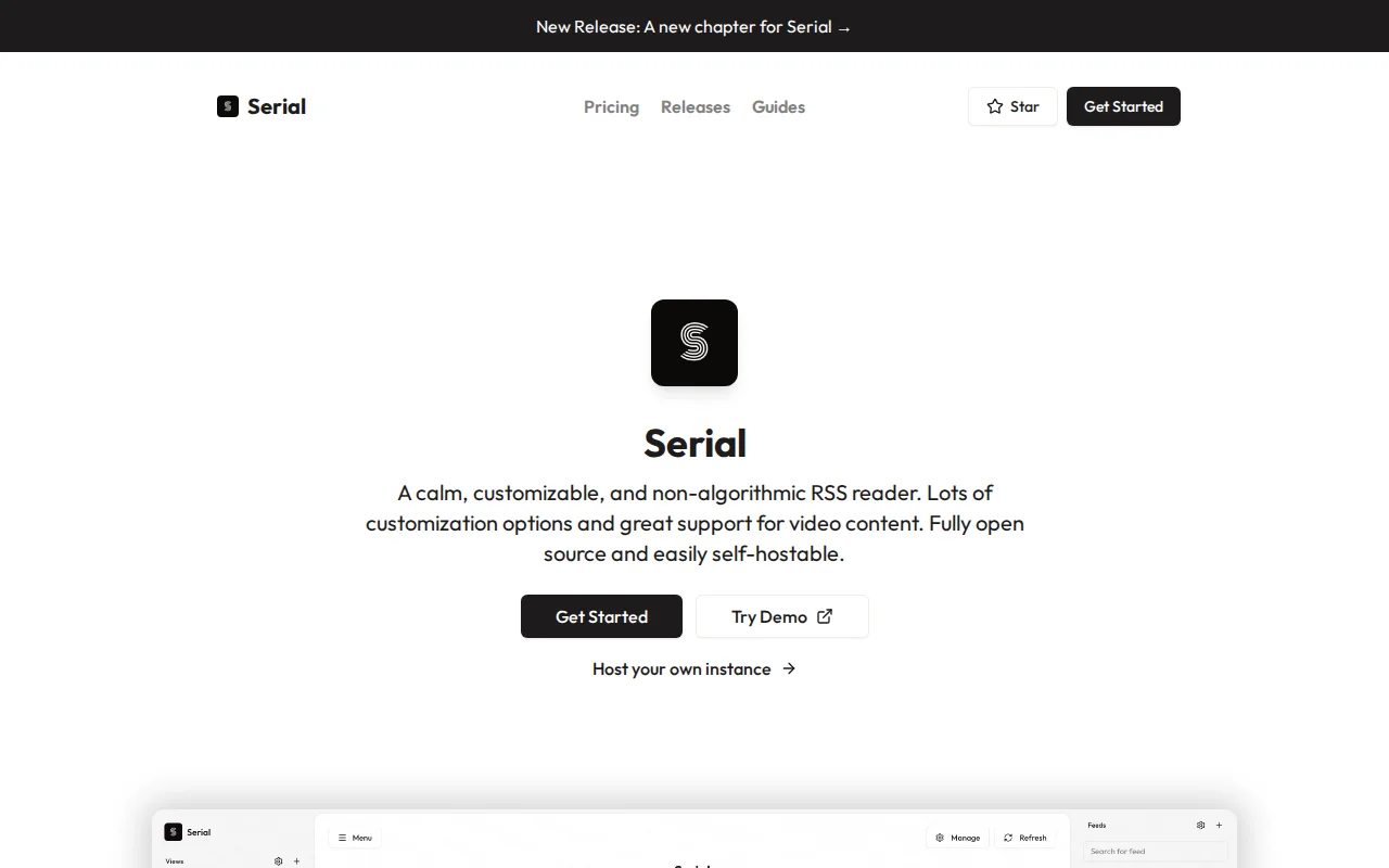 Serial – an open source RSS reader for YouTube