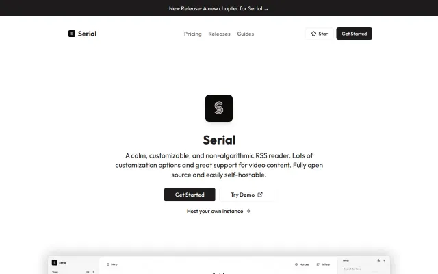 Serial – an open source RSS reader for YouTube