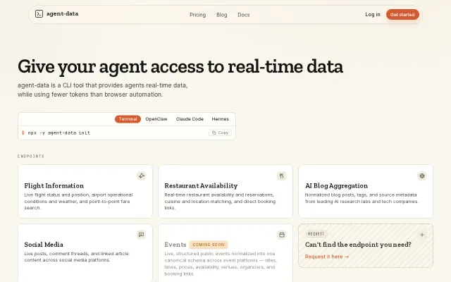 Agent-data – a CLI for giving agents real-time, structured data