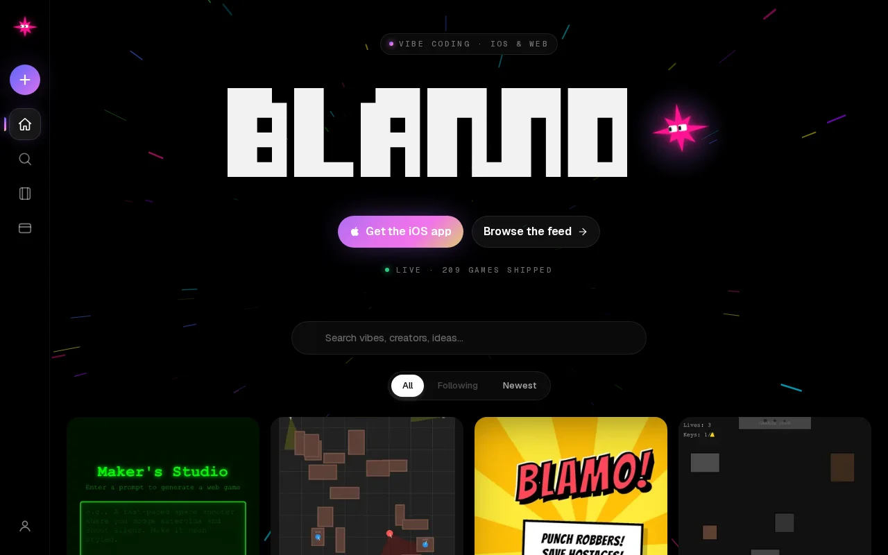 Blamo A vibecoded app for vibecoding vibe games