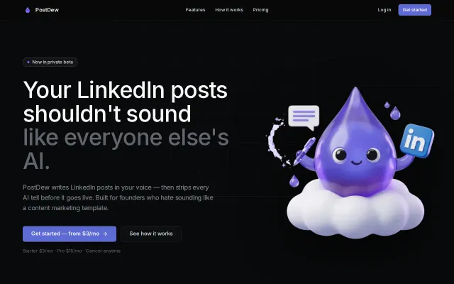 PostDew – LinkedIn posts that don't sound like AI