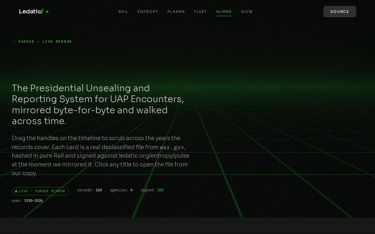 I mirrored war.gov's UAP archive in pure Rail with verifiable bytes