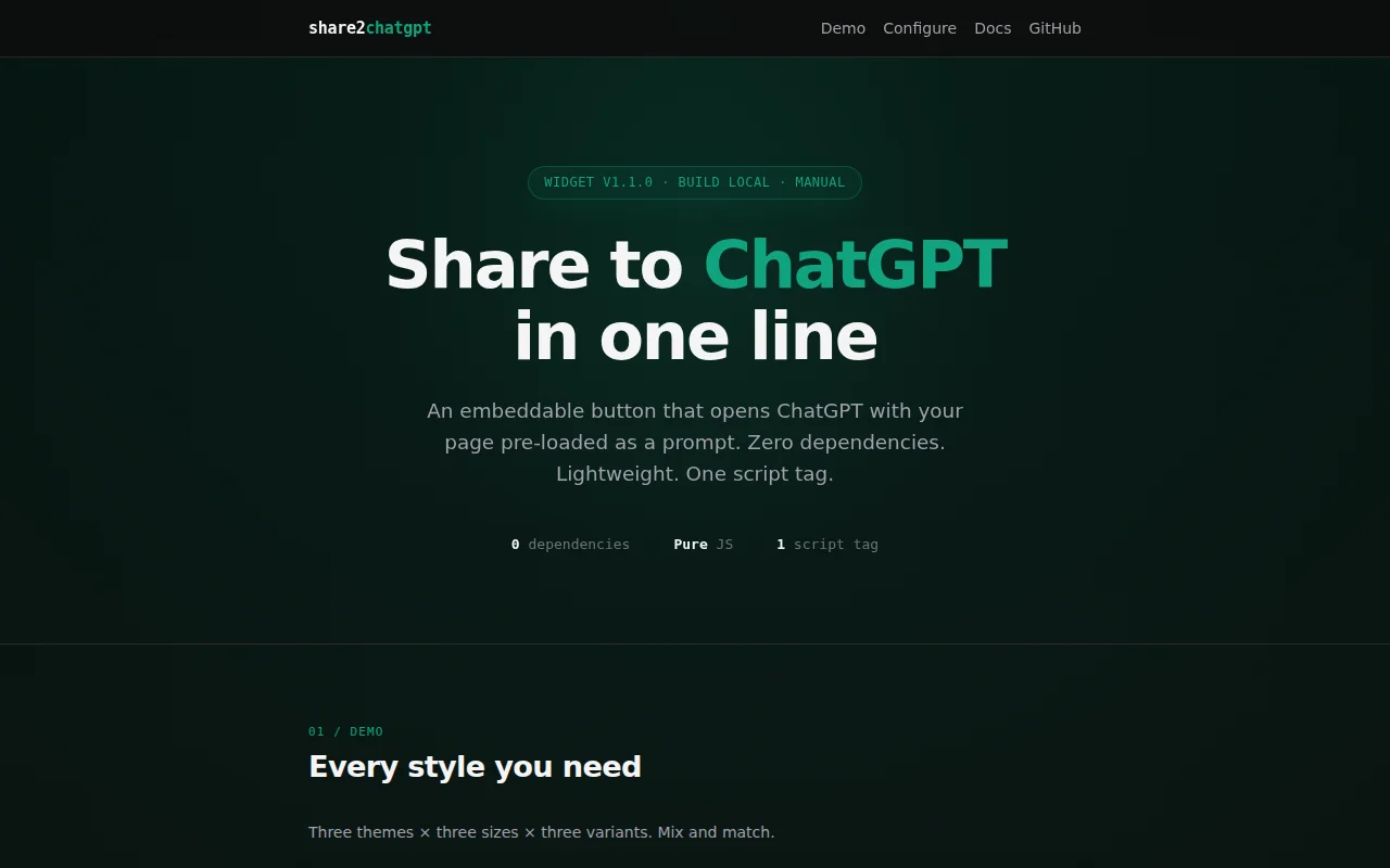 Share to ChatGPT Widgets