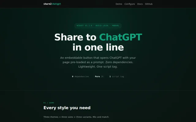Share to ChatGPT Widgets