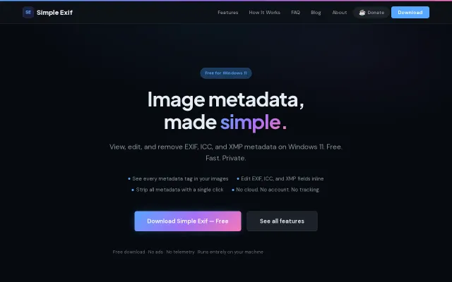 Simple Exif an App that allows creators take control of their metadata
