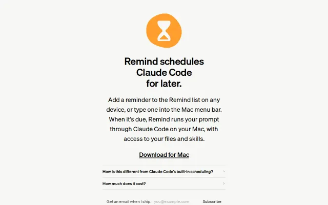 Remind – schedule Claude Code on your Mac