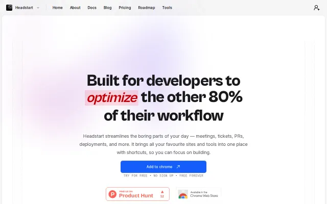 Headstart – Command pallet and start page for efficient browsing