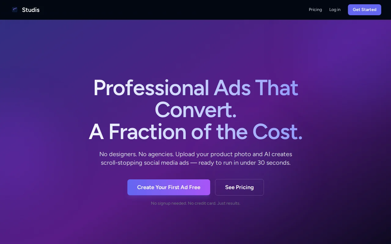Studis – Turn product photos into social media ads with AI