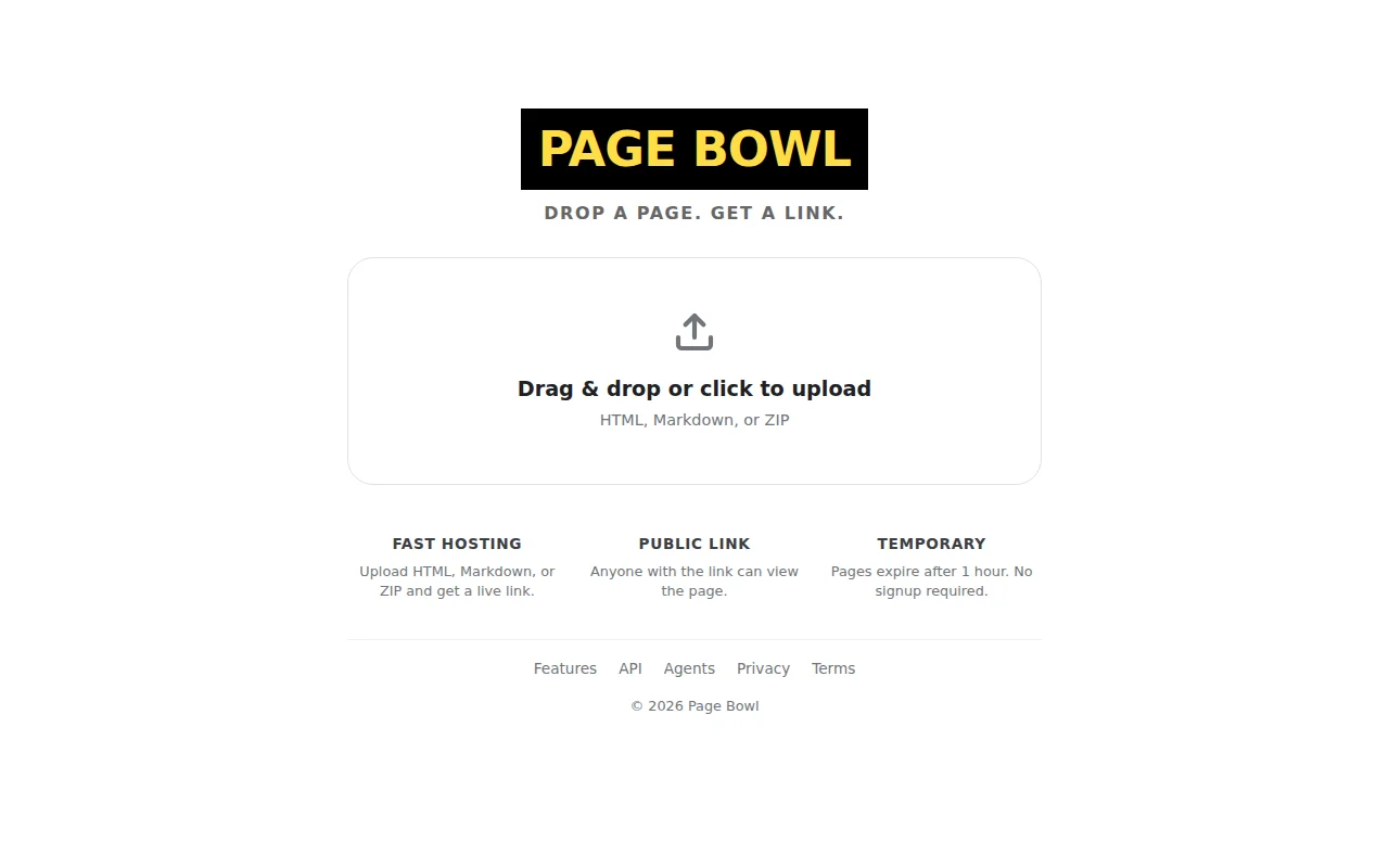 PageBowl – Drop a page, get a Link