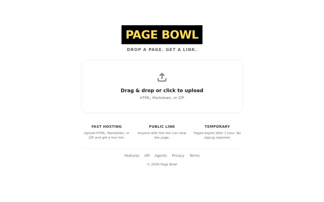 PageBowl – Drop a page, get a Link
