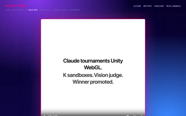 Claude tournaments a Unity WebGL scene across parallel islo sandboxes