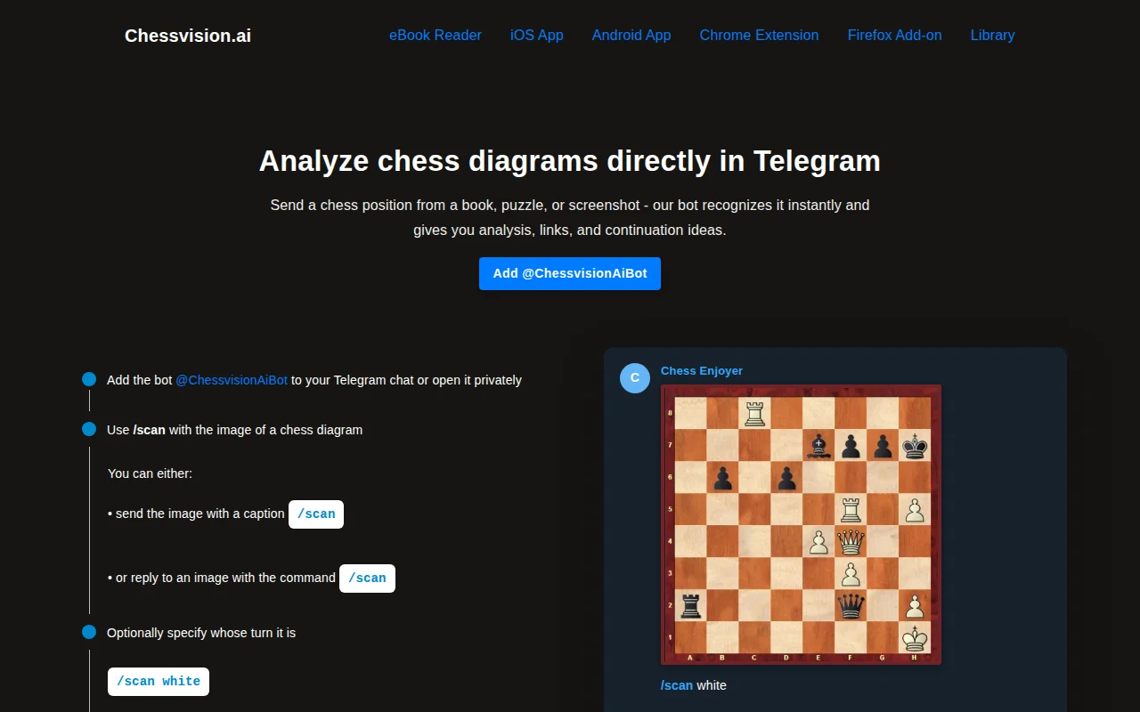 Telegram bot that analyzes chess positions from images