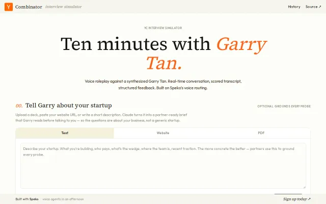 YC Interview Simulator (Voice of Garry Tan)
