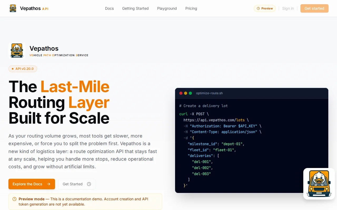 Route optimization API that solves fleet planning as a single problem