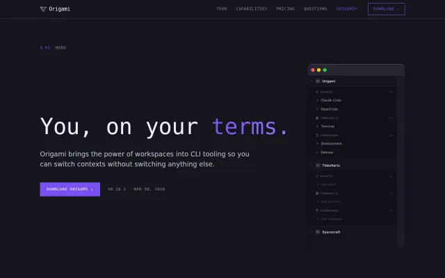 Origami – A simple workspace-oriented terminal manager