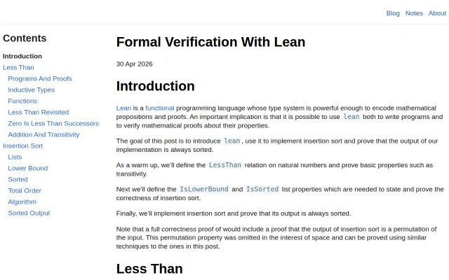 Formal Verification with Lean