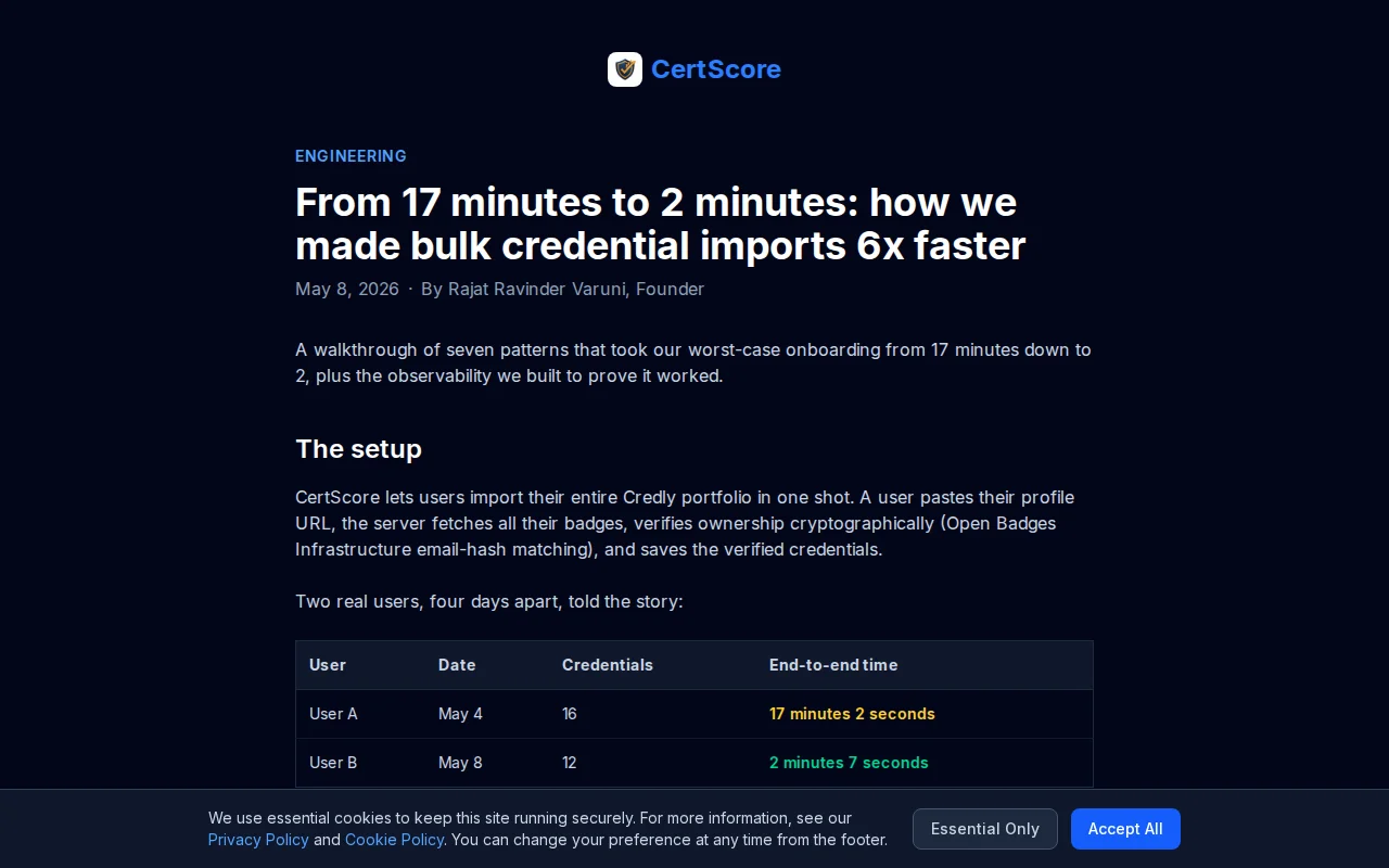Cutting our credential bulk-import from 17 minutes to 2