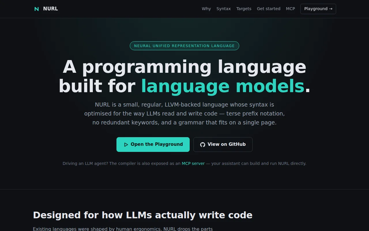 NURL – A programming language designed for language models