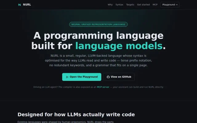 NURL – A programming language designed for language models