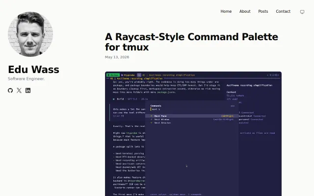 Tmux-palette – Raycast-style command palette for tmux