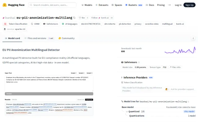 A 0.3B model that redacts PII in all 24 EU languages offline