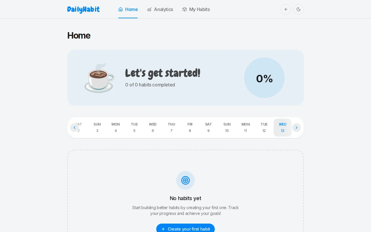 DailyHabit – A client-side habit tracker (React with IndexedDB storage)
