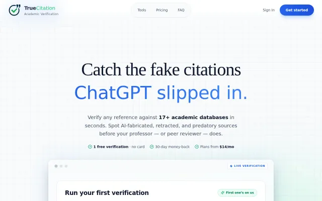 TrueCitation – academic source credibility checker (URL/DOI/journal)