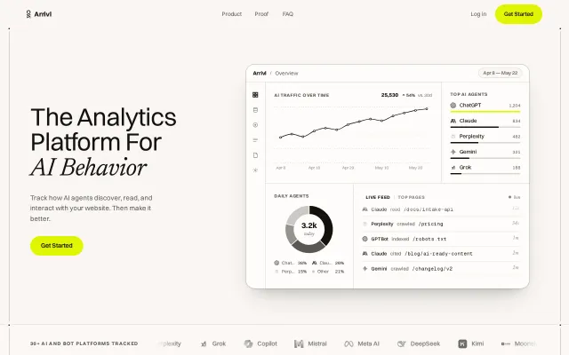 Arrivl – Analytics for AI agent traffic on your site