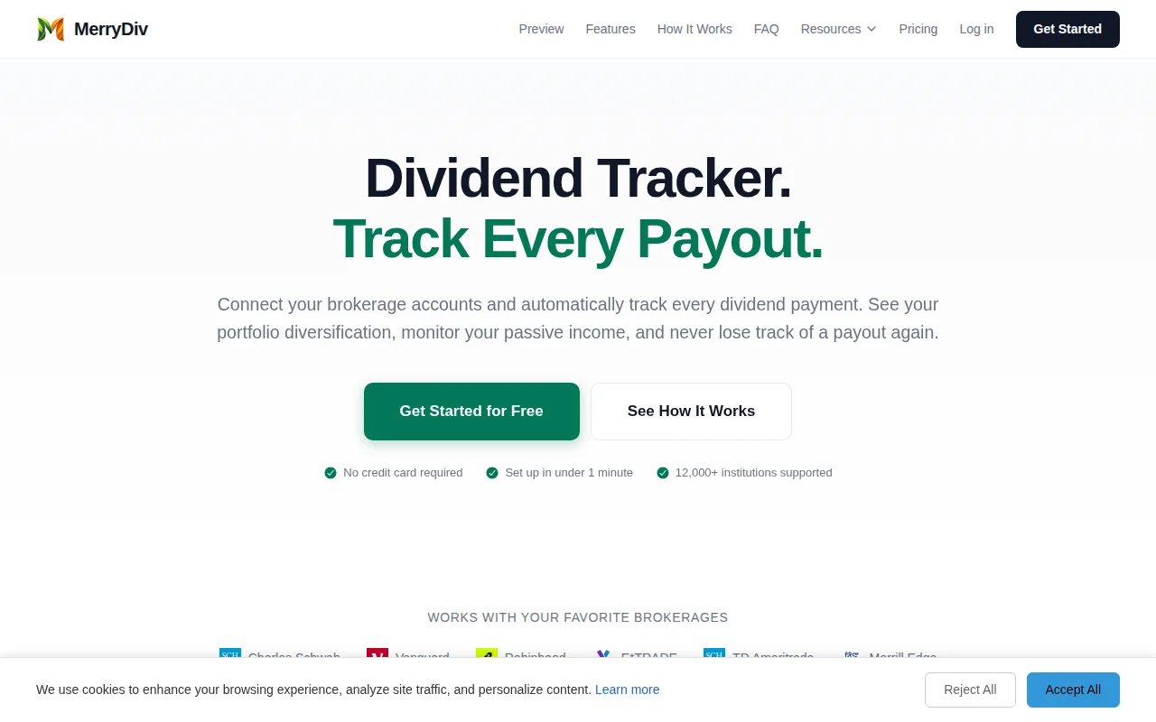 MerryDiv – Track dividends across all your brokerage accounts
