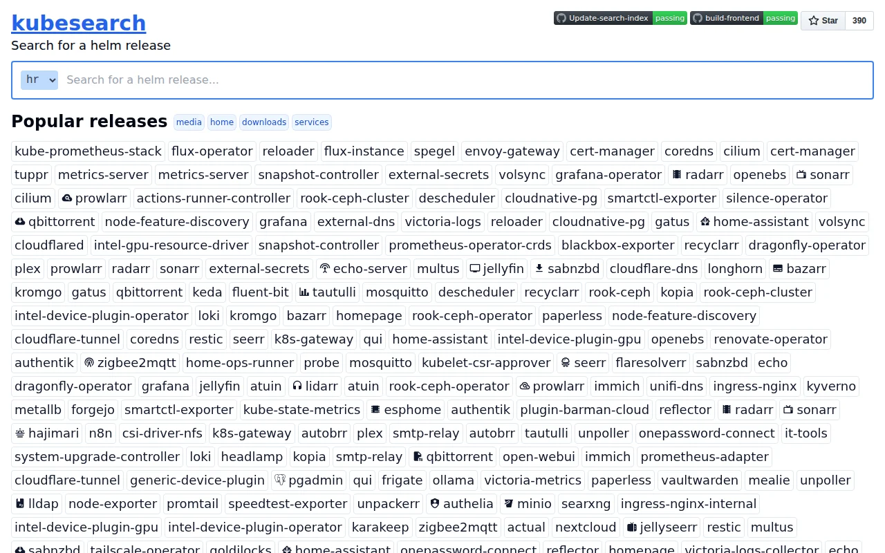 Kubesearch, search through Kubernetes YAMLs from homelabs