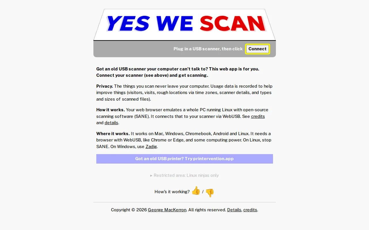 Yes We Scan: rescue old scanners with an in-browser Linux VM and WebUSB