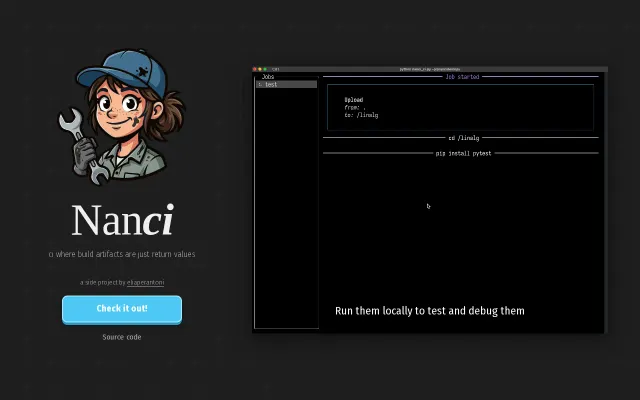 Nanci, CI written in plain Python, locally debuggable