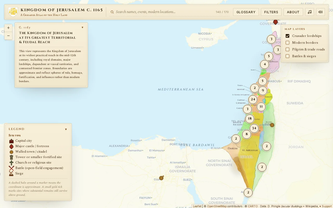 An interactive atlas of Crusader-era sites in the Kingdom Of Jerusalem