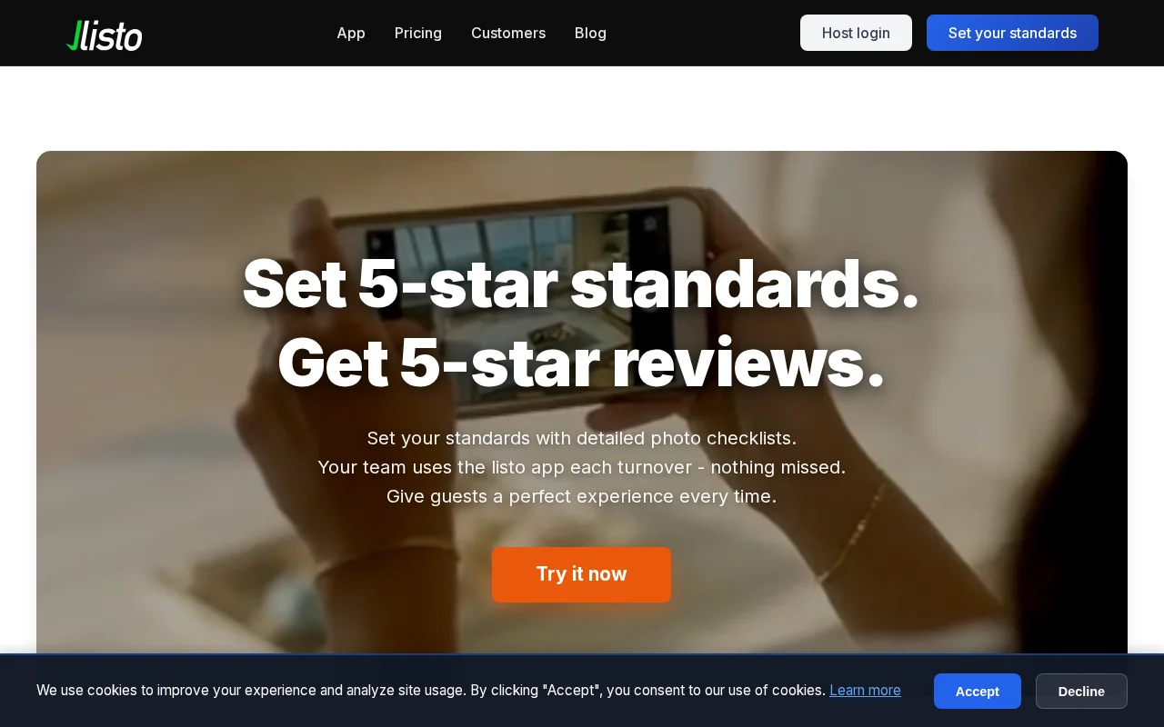 Listo – Photo-verified turnover checklists for vacation rental hosts