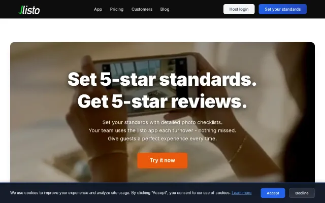 Listo – Photo-verified turnover checklists for vacation rental hosts