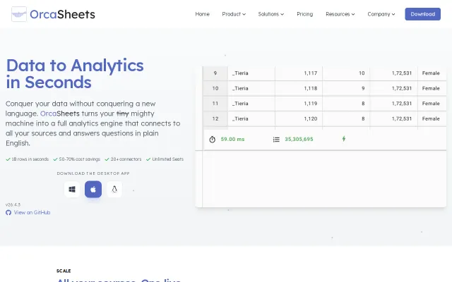 OrcaSheets, local first analytics engine to process billions of rows