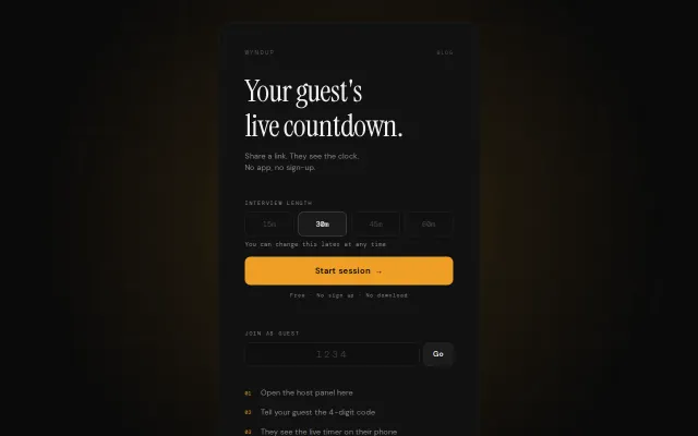 Wyndup – share a live countdown with your podcast guest