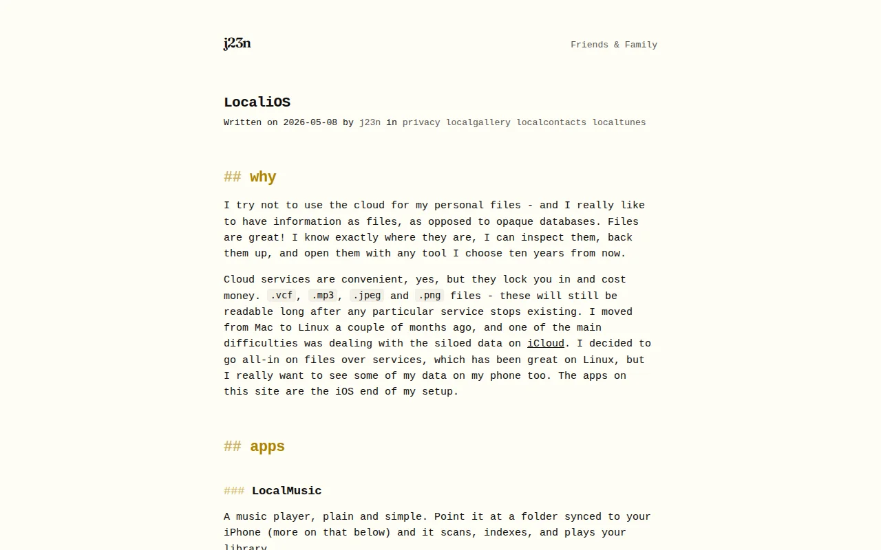 LocaliOS – iOS apps for a files-first life (photos, music, contacts)