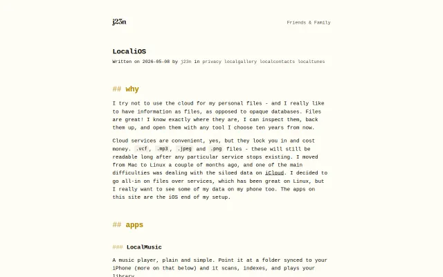 LocaliOS – iOS apps for a files-first life (photos, music, contacts)
