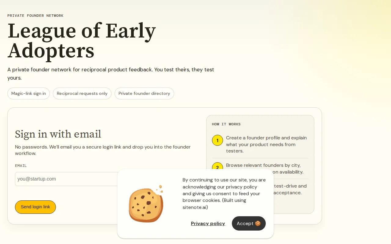 League of Early Adopters – Give product feedback, get product feedback
