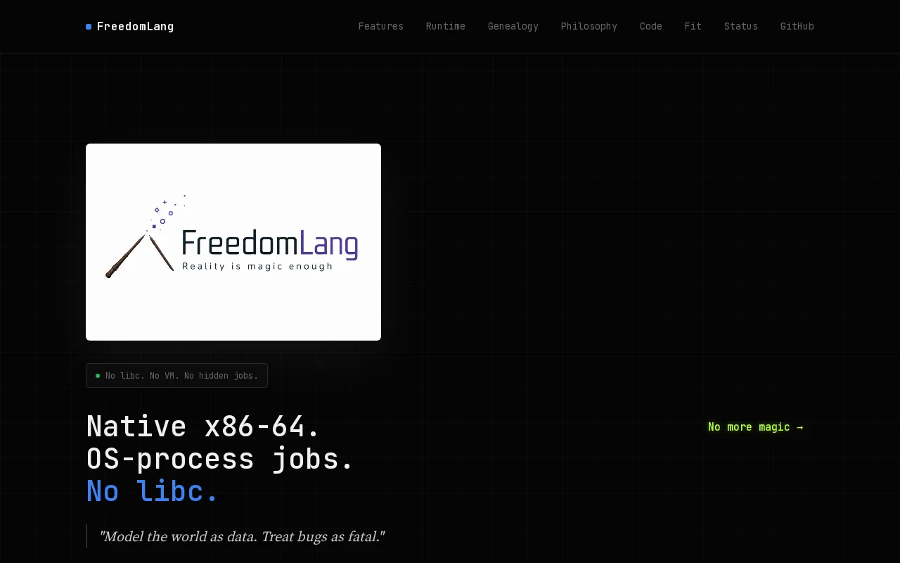 Freelang – a direct-to-assembly syscall lang with rad concurrency