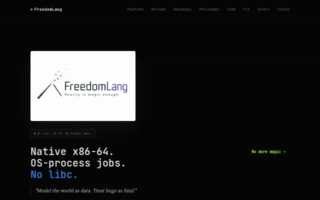Freelang – a direct-to-assembly syscall lang with rad concurrency