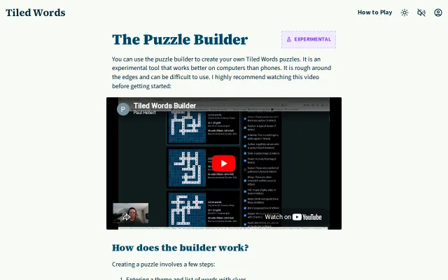 Make your own Tiled Words puzzles