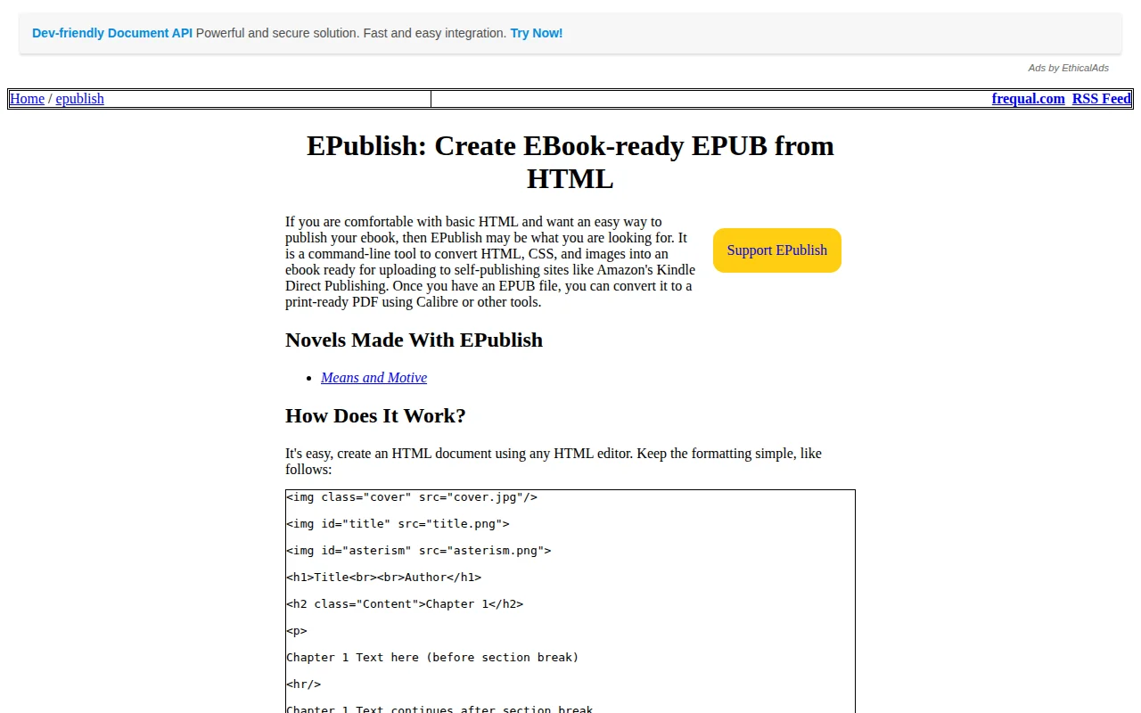 Amazon-ready books from simple HTML: EPublish